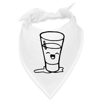 Glas 2 Glas halb voll, Smily glücklich - Bandana - Weiß - Vorne