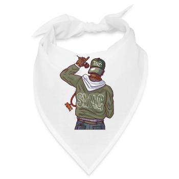 Rapper mit Goldkette und swag - Bandana - Weiß - Vorne