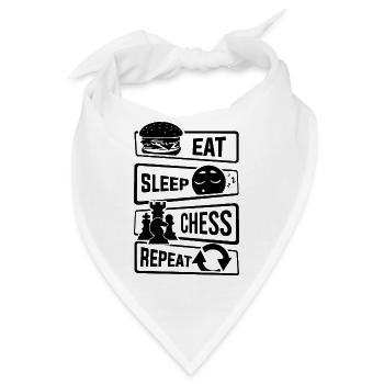 Eat Sleep Chess Repeat - Schach Schachmatt Taktik - Bandana - Weiß - Vorne