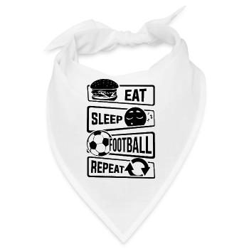 Eat Sleep Football Repeat - Ballsport Fussball - Bandana - Weiß - Vorne