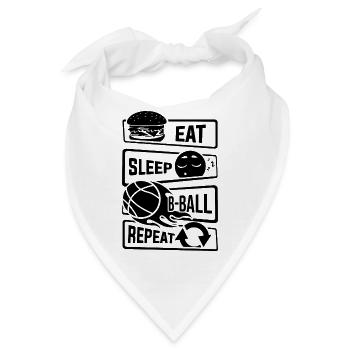 Eat Sleep Basketball Repeat - B-Ball Ballsport - Bandana - Weiß - Vorne