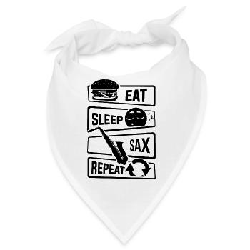 Eat Sleep Sax Repeat - Saxophon Saxofon Instrument - Bandana - Weiß - Vorne