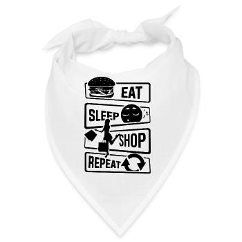 Eat Sleep Shop Repeat - Einkauf Schuhe Geschäft - Bandana - Weiß - Vorne