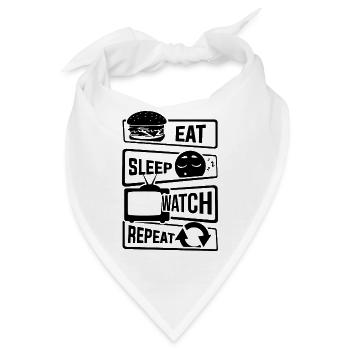 Eat Sleep Watch Repeat - Fernseher Serien Couch TV - Bandana - Weiß - Vorne