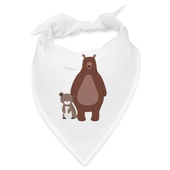 Mama Bär oder Papa Bär mit Babybär Bärchen - Bandana - Weiß - Vorne
