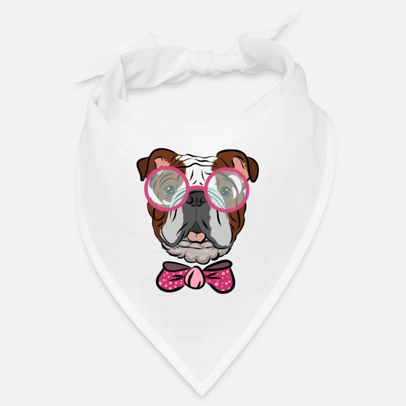 Bouledogue avec lunettes et boucle, idée cadeau Bandana