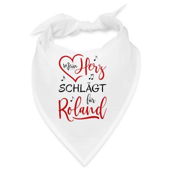 Mein Herz schlägt für Roland - Bandana - Weiß - Vorne