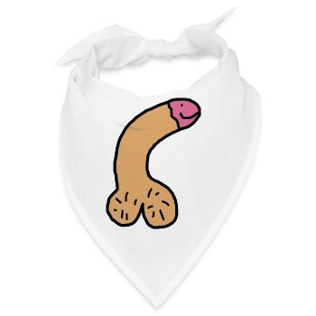 Penis Schwanz Pimmel Cock Schnidelwutz - Bandana - Weiß - Vorne