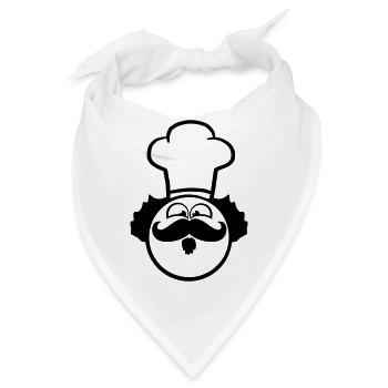 Chefkoch Lustig Smiley Mustache Bart - Bandana - Weiß - Vorne