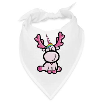 Rosa Elchhorn (Mischung aus Einhorn und Elch) - Bandana - Weiß - Vorne