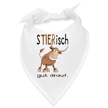 Tierisch gut drauf - Stier - Bulle - Comic - Fun - Bandana - Weiß - Vorne