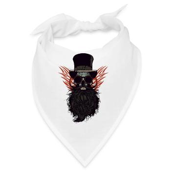 Kopf des Todeskranichs bärtiger Schädel bärtiger Pirat - Bandana - Weiß - Vorne