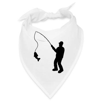 Fischer mit Angelrute und Fisch - Bandana - Weiß - Vorne