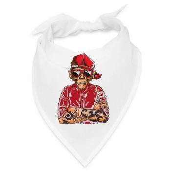 Tattoo Affe Monkey Körperkunst Streetstyle Tattoo - Bandana - Weiß - Vorne