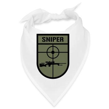 SNIPER Abzeichen Aufnäher mit Scharfschützengewehr - Bandana - Weiß - Vorne