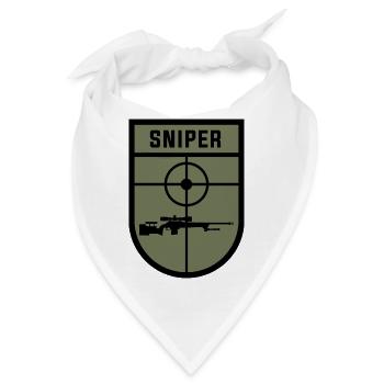 SNIPER Abzeichen Aufnäher mit Scharfschützengewehr - Bandana - Weiß - Vorne