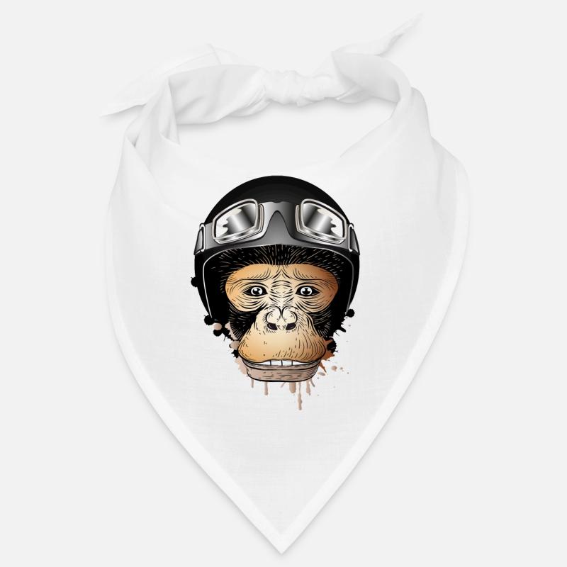 Monkey with retro motorcycle helmet and motorcycle goggles Bandana