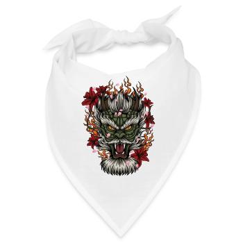 Japan Drachenkopf - Bandana - Weiß - Vorne