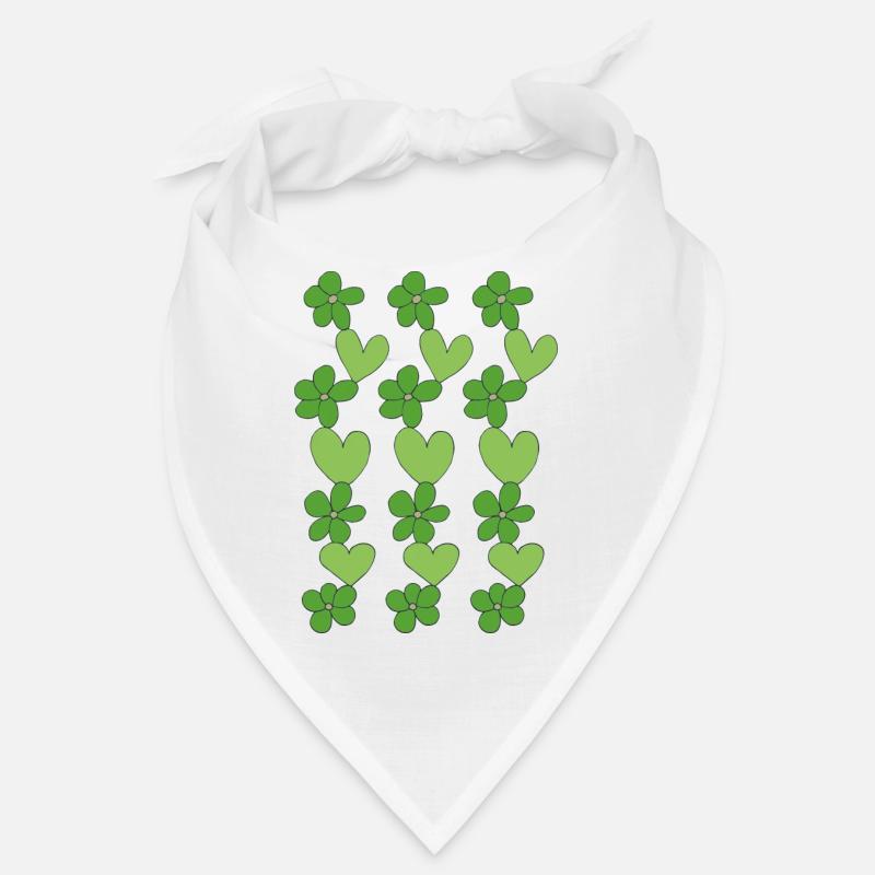 cœurs fleurs vert Bandana