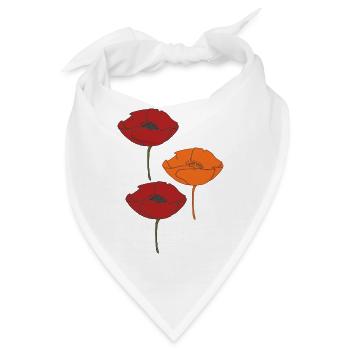 mohnblumen und orange - Bandana - Weiß - Vorne