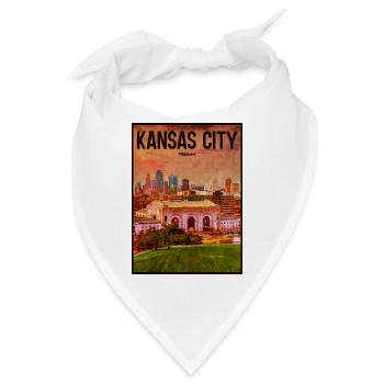 Kansas City Stadtbild Retro - Bandana - Weiß - Vorne