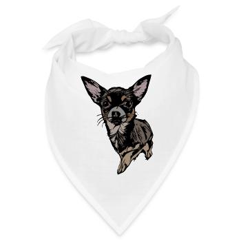 Chihuahua-Illustration auf Textil - Bandana - Weiß - Vorne