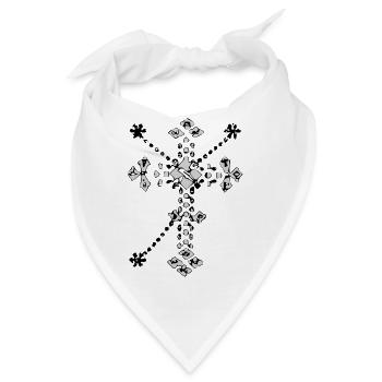 Zentangle Katholisches Kreuz - Bandana - Weiß - Vorne