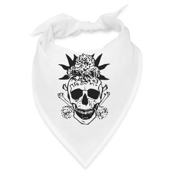 Blumiger Totenkopf - Bandana - Weiß - Vorne