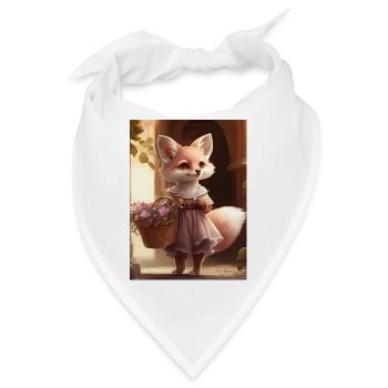 Füchsin mit Blumenkorb Geschenk - Bandana - Weiß - Vorne