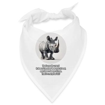 Rhinozeros (Nashorn) mit Turnschuhen- english - Bandana - Weiß - Vorne