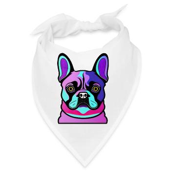 Glücklicher Hund. Glückliche Hunde. Französische Bulldogge - Bandana - Weiß - Vorne