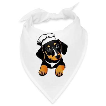 Dachshund Gastronom Hunde Dackelwelpe Hund Kochen - Bandana - Weiß - Vorne
