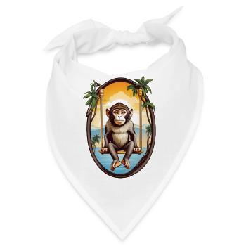 Affe auf Schaukel - Bandana - Weiß - Vorne
