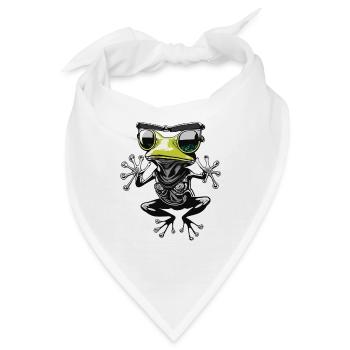 Lustiger schwebender Frosch mit Sonnenbrille - Bandana - Weiß - Vorne