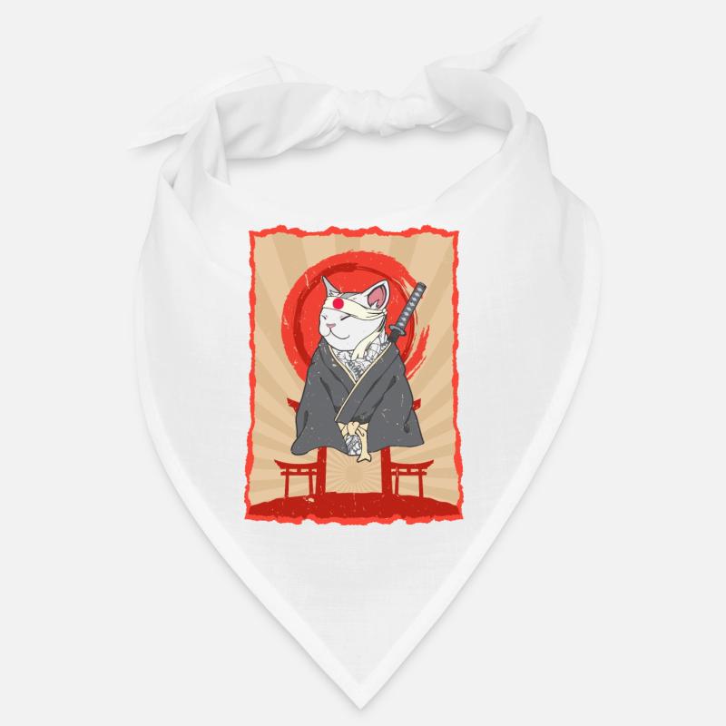 Samurai Japan Katze Torii Ninja Anime Katze - Bandana - Weiß