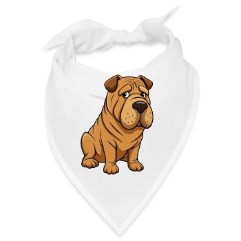 Worried Shar Pei Falten Augenbrauen-Kunstwerk - Bandana - Weiß - Vorne