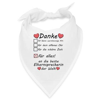 Elternsprecherin Dankeschön Sagen zum Abschied - Bandana - Weiß - Vorne