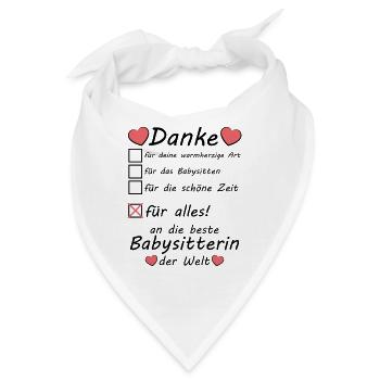 Danke Dankeschön an Babysitterin für Babysitting - Bandana - Weiß - Vorne