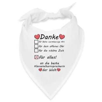 Klassenelternsprecherin Dankeschön Danke Sagen - Bandana - Weiß - Vorne