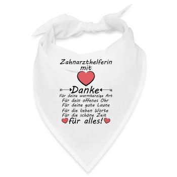 Zahnarzthelferin Abschiedsgeschenk Danke an - Bandana - Weiß - Vorne