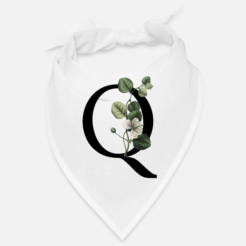 Letter Q Botanical Green Bandana