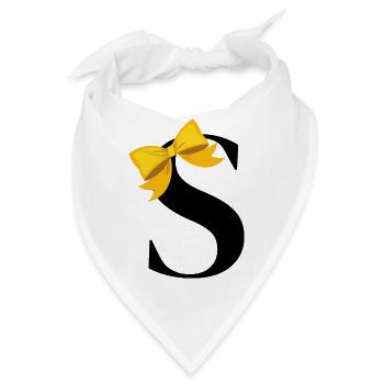 Buchstabe s gelbe Schleife - Bandana - Weiß - Vorne