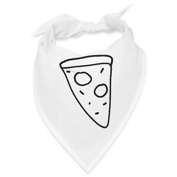 Pizzastück Linienzeichnung - Bandana - Weiß - Vorne