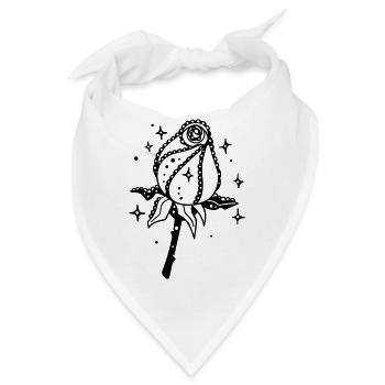 Schwarze Rose - Bandana - Weiß - Vorne