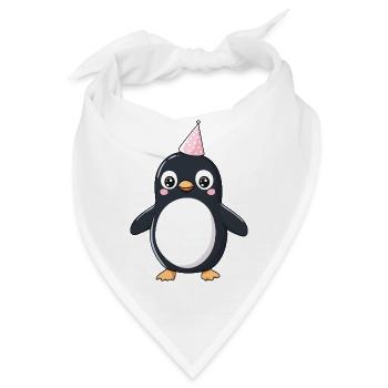 Glücklicher Pinguin mit Partyhut - Cartoon Design - Bandana - Weiß - Vorne