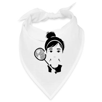 Badmintonspielerin Cartoon Stil - Bandana - Weiß - Vorne