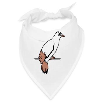 Vogel Rabe Taube sitzt Kabel Falke Adler Vögelchen - Bandana - Weiß - Vorne