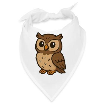 Niedliche Cartoon-Eule – Weiser Waldfreund für Kinder - Bandana - Weiß - Vorne