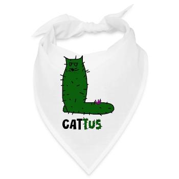 Cattus – Kaktuskatze Doodle, grüne Katze mit Stacheln. - Bandana - Weiß - Vorne