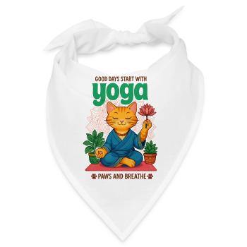 Zen-Yoga-Katze mit Lotus und Pflanzen - Bandana - Weiß - Vorne